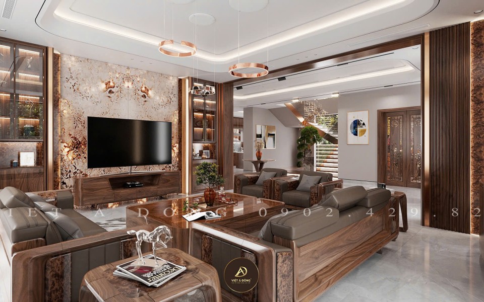 Thiết kế - Thi công nội thất biệt thự gỗ óc chó tại Bắc Giang - Chị Cúc